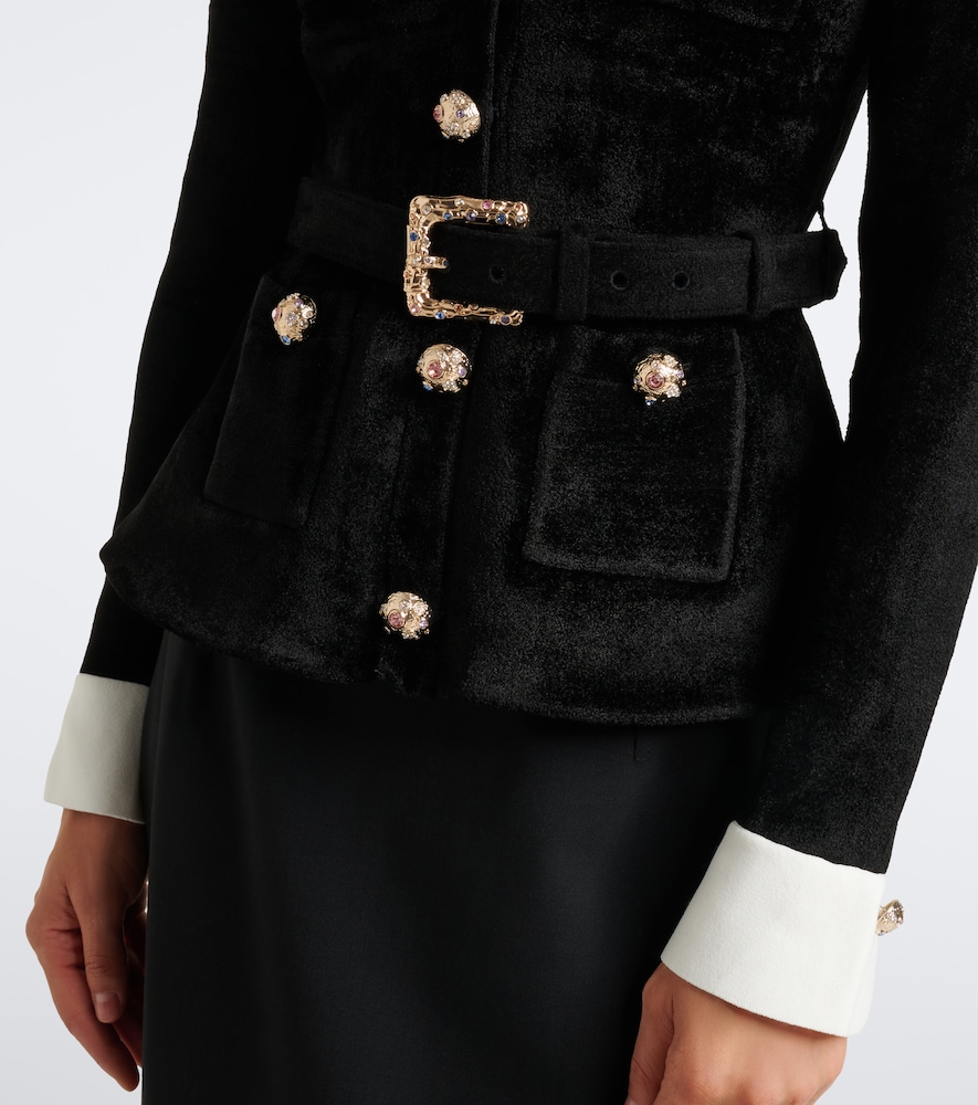 Belted Embellished Chenille Jacket