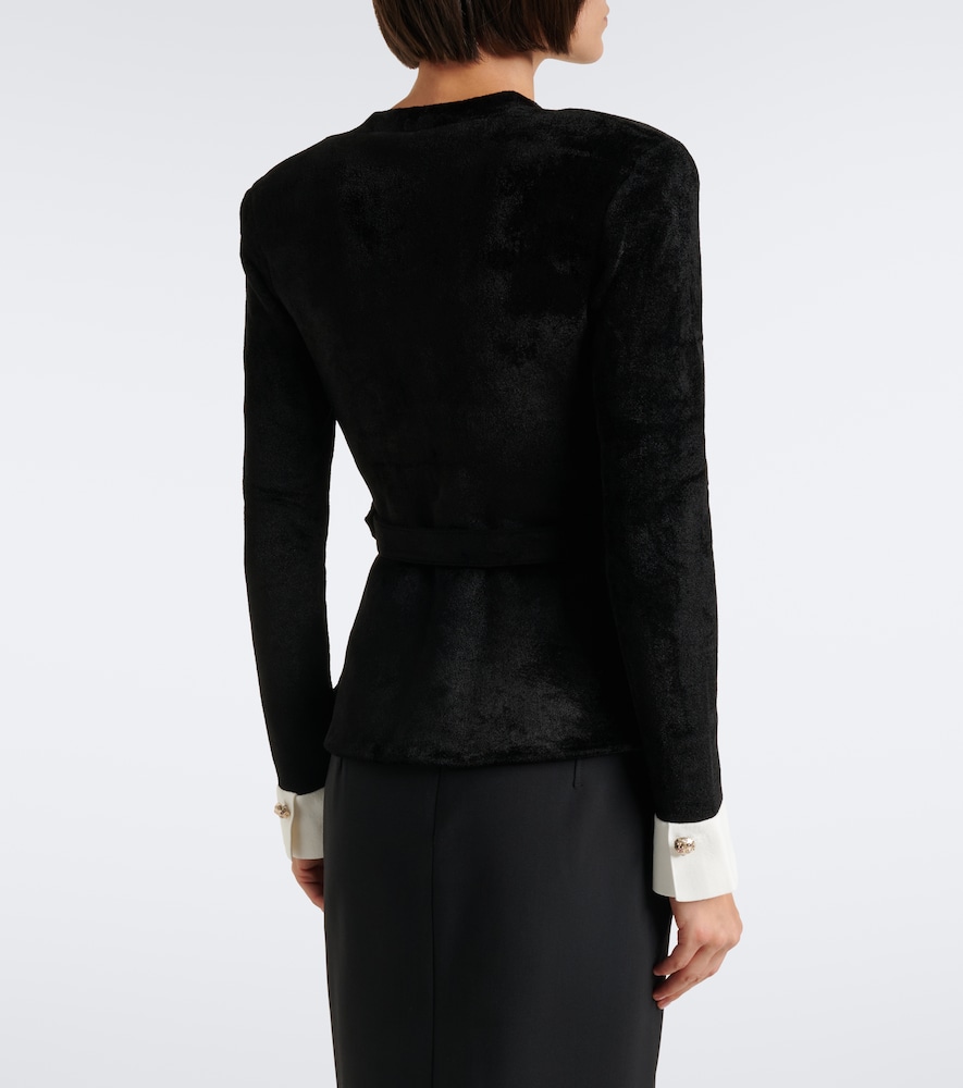 Belted Embellished Chenille Jacket