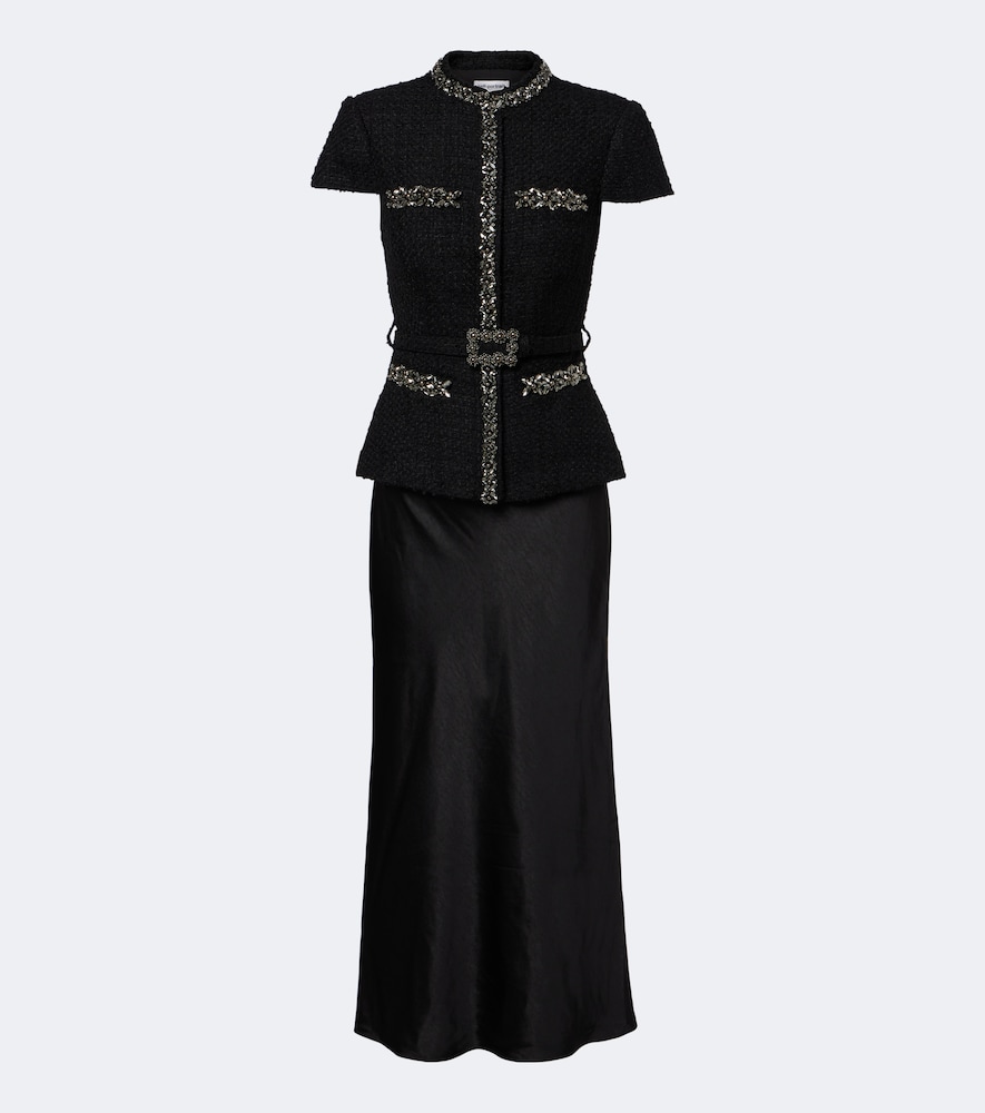 Self-Portrait Robe midi en chenille et satin ornements 590$