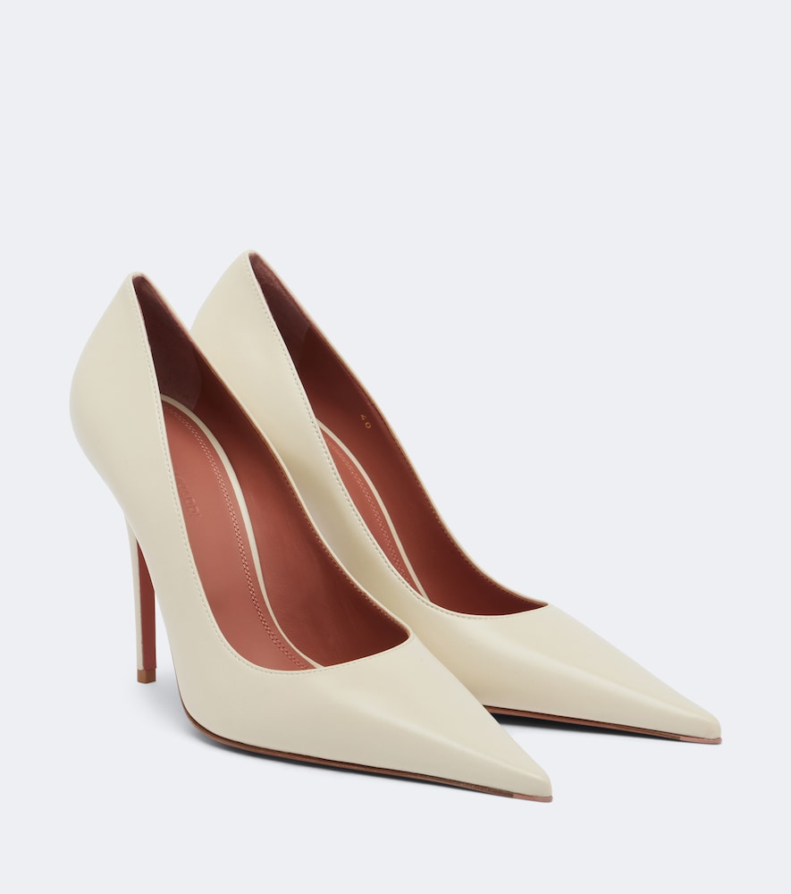 Amina Muaddi Barbara Leather Pumps In Beige