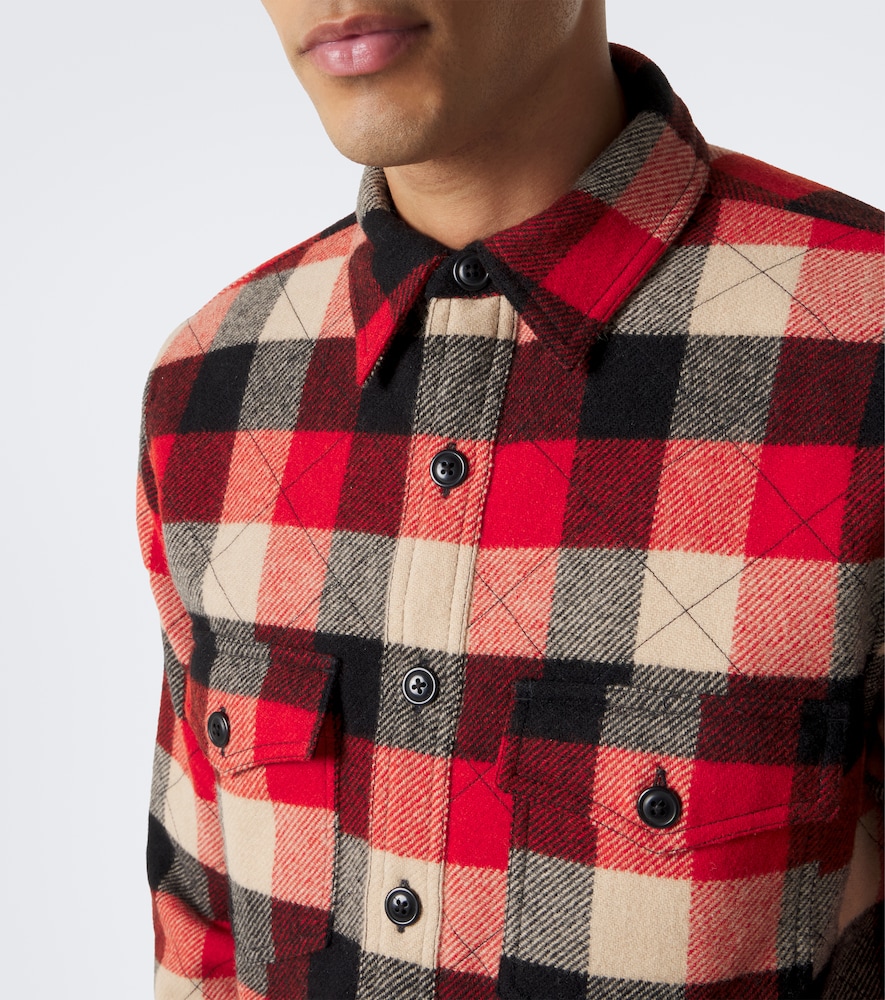 Padded Plaid Wool Twill Overshirt