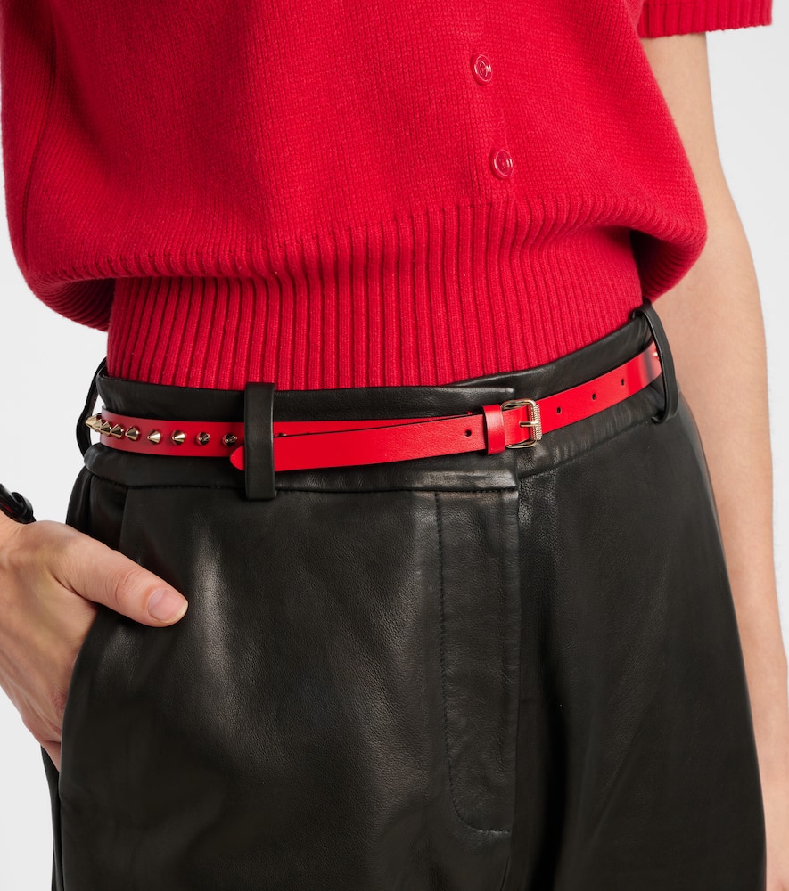 Shop Christian Louboutin Loubispikes Leather Belt In Red