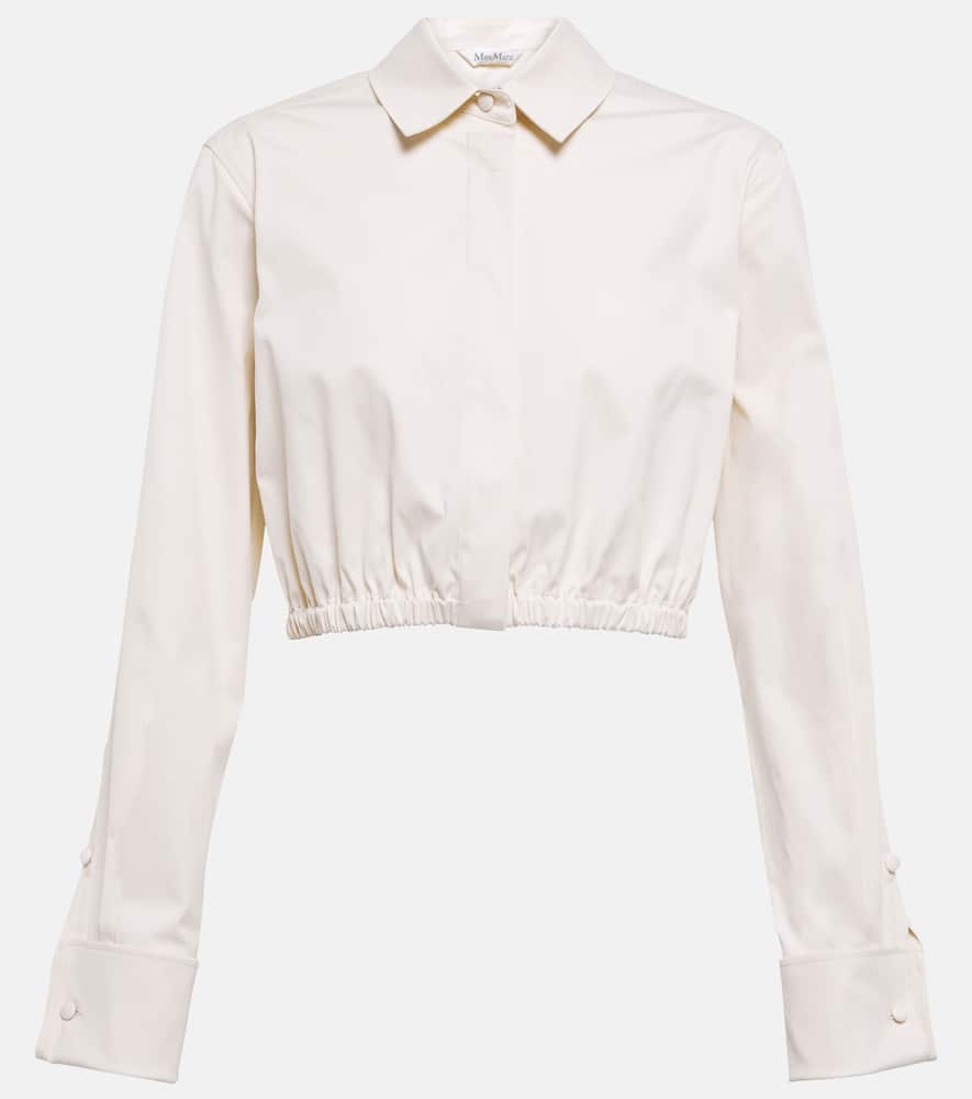 Max Mara Tevere Stretch Twill Shirt In Crema