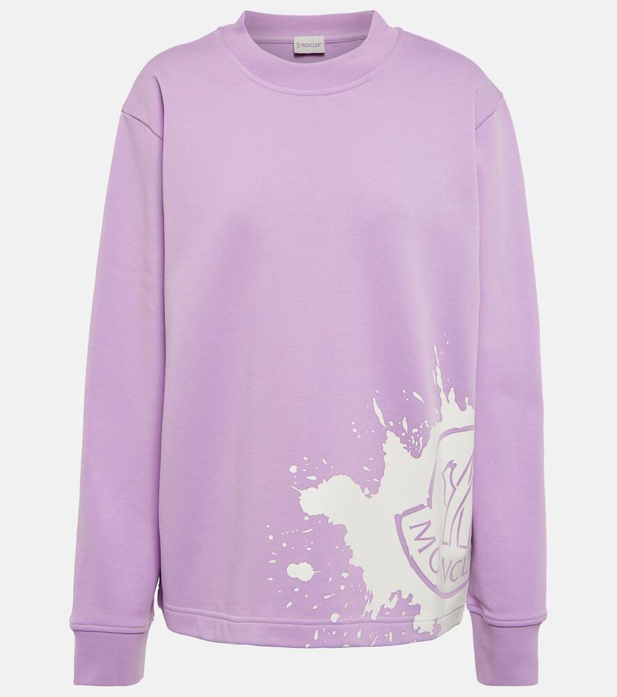 Moncler Splatter Logo Cotton Blend Graphic Sweatshirt In Lilac