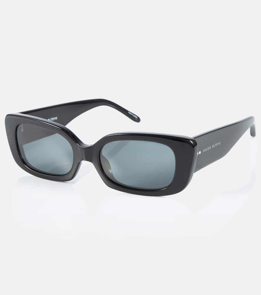 Shop Magda Butrym Cat-eye Acetate Sunglasses In Black/ Grey