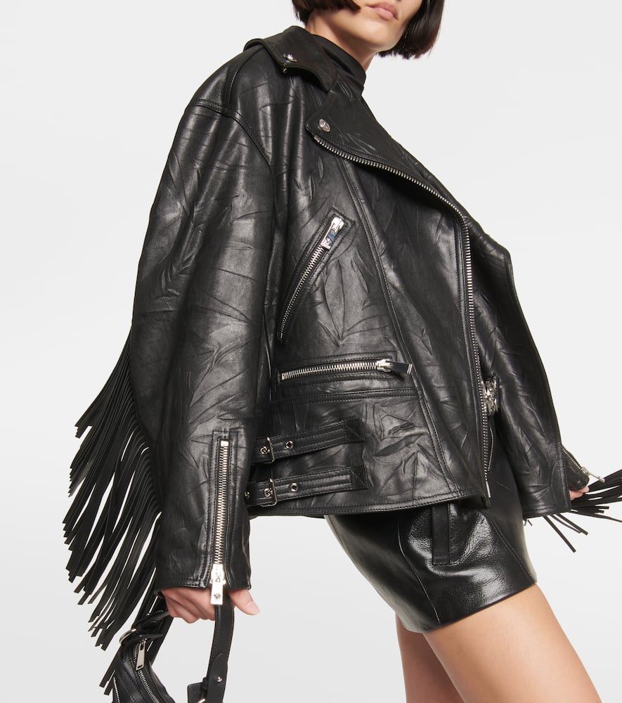 Versace embossed-crocodile laminated trench coat - Black