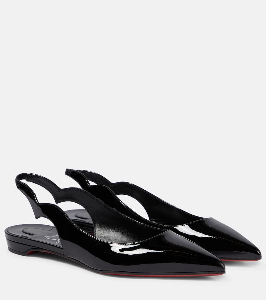 Shop Christian Louboutin Hot Chickita Sling Patent Leather Ballet Flats In Black