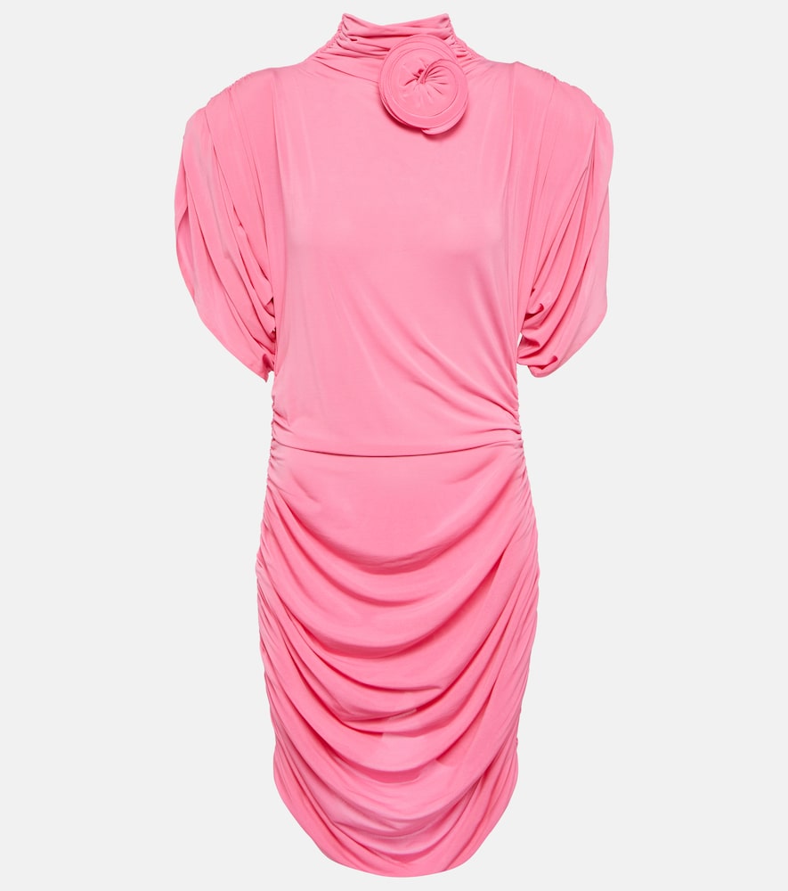 Magda Butrym Magda Butrym Rose-appliqué ruched jersey minidress　Magda Butrym ローズアップリケ シャーリングジャージー ミニドレス