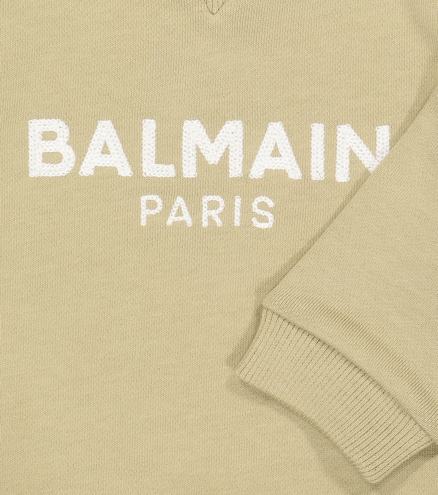 Balmain Baby Logo Cotton-blend Sweatshirt In Green
