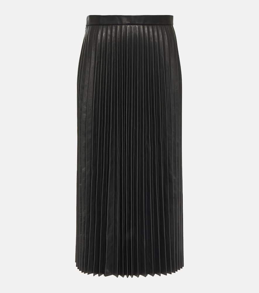 Balenciaga Pleated leather midi skirt