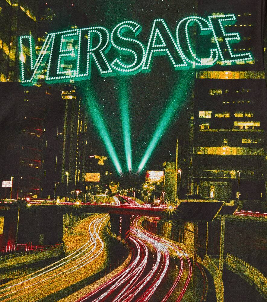 Versace Printed Cotton Shirt In Black