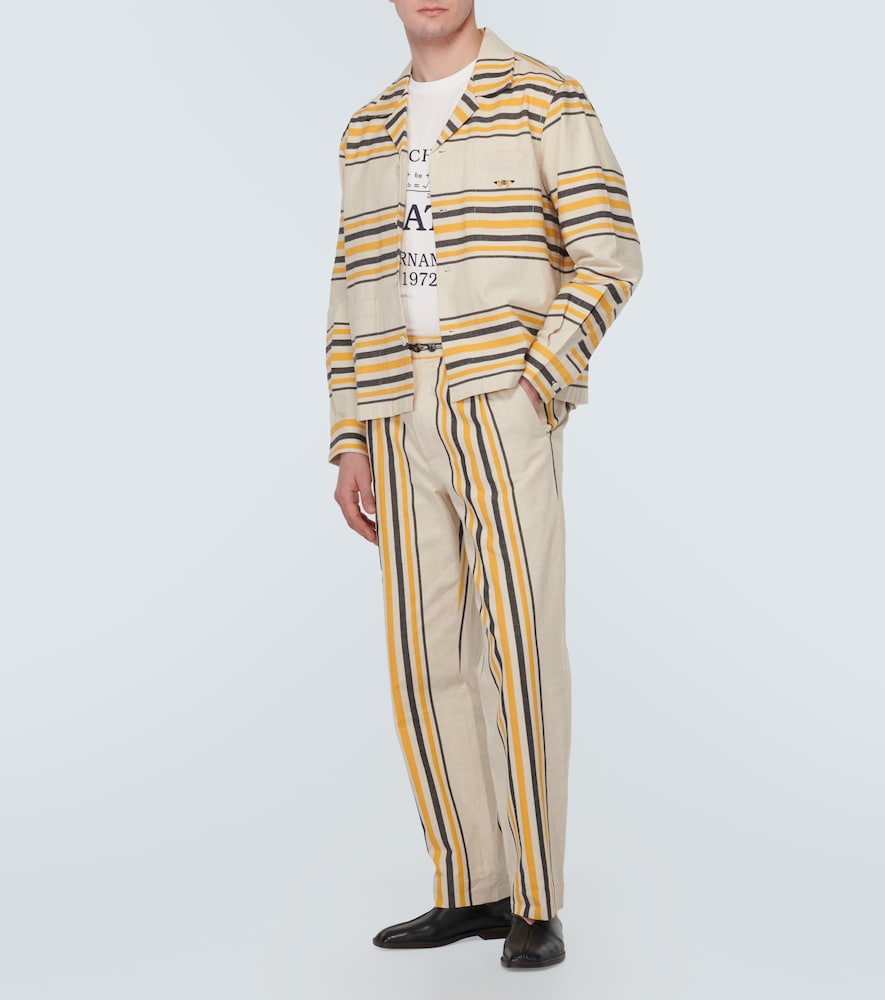 Striped Mid-Rise Cotton Straight Pants