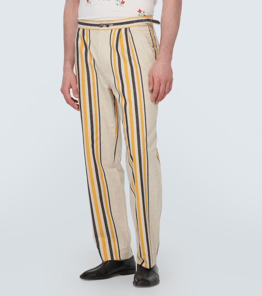  Bode Bode Striped Mid-rise Cotton Straight Pants 