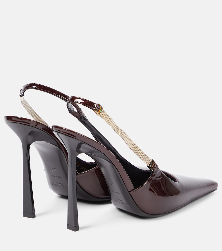 Shop Saint Laurent Blake 110 Patent Leather Slingback Pumps In Brown