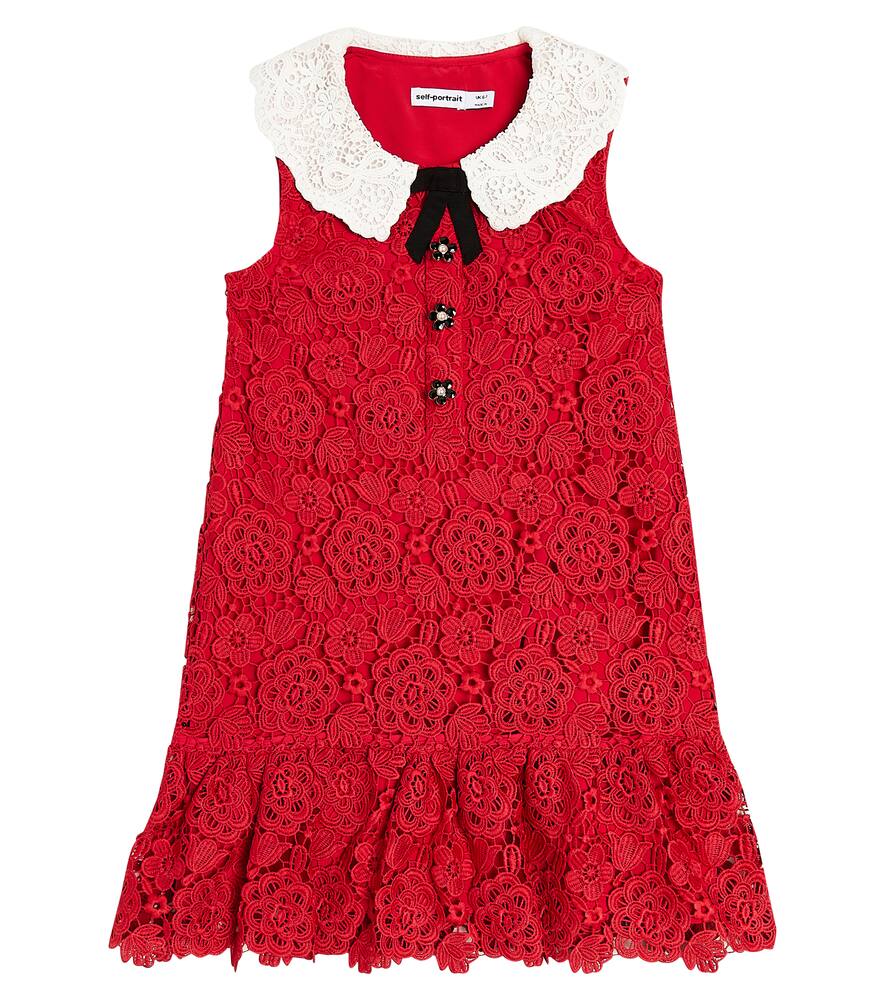 Self-Portrait Kids Floral guipure lace dress