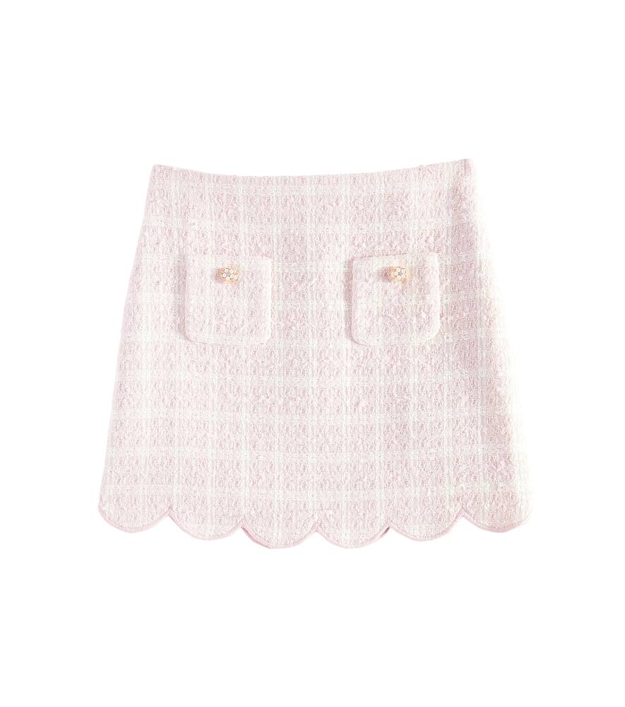 Self-Portrait Kids Scalloped checked bouclé skirt