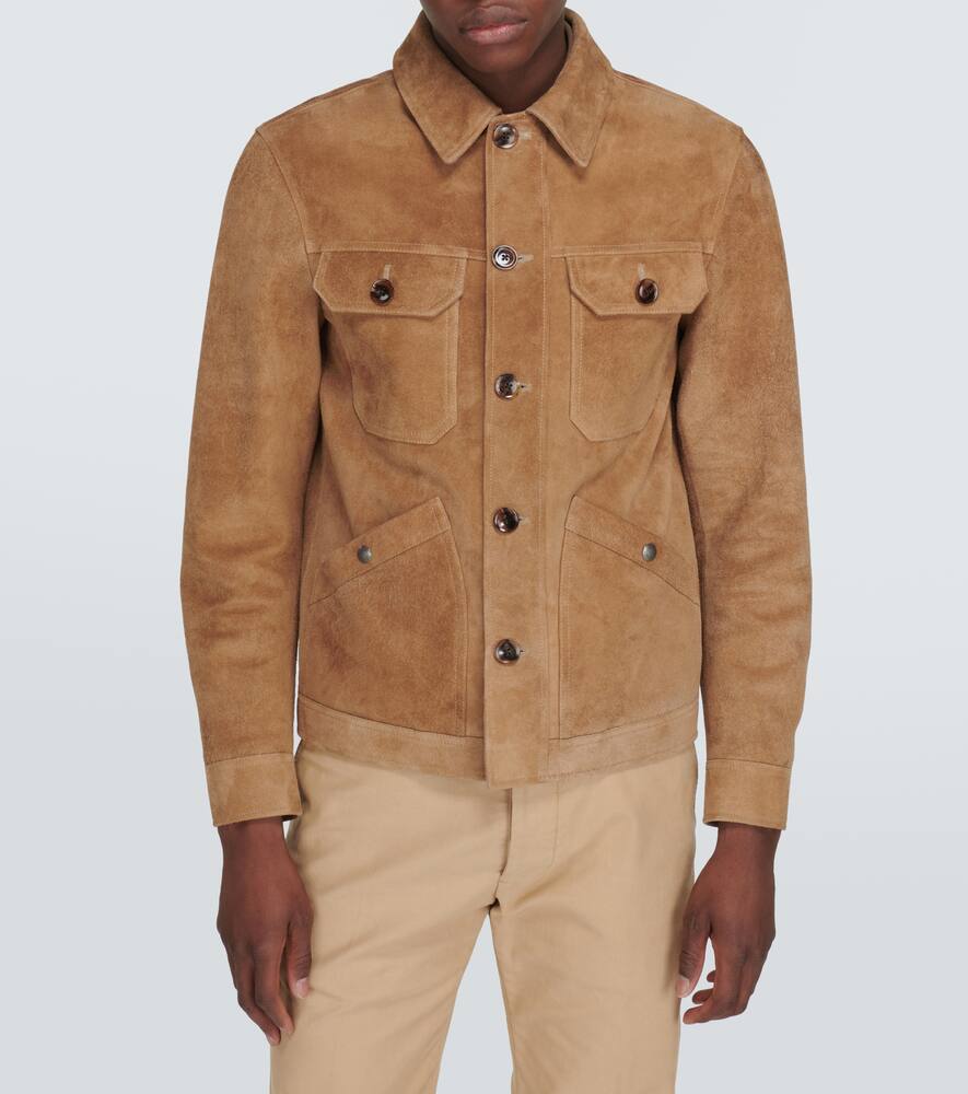 Tom Ford Suede Field Jacket In Brown