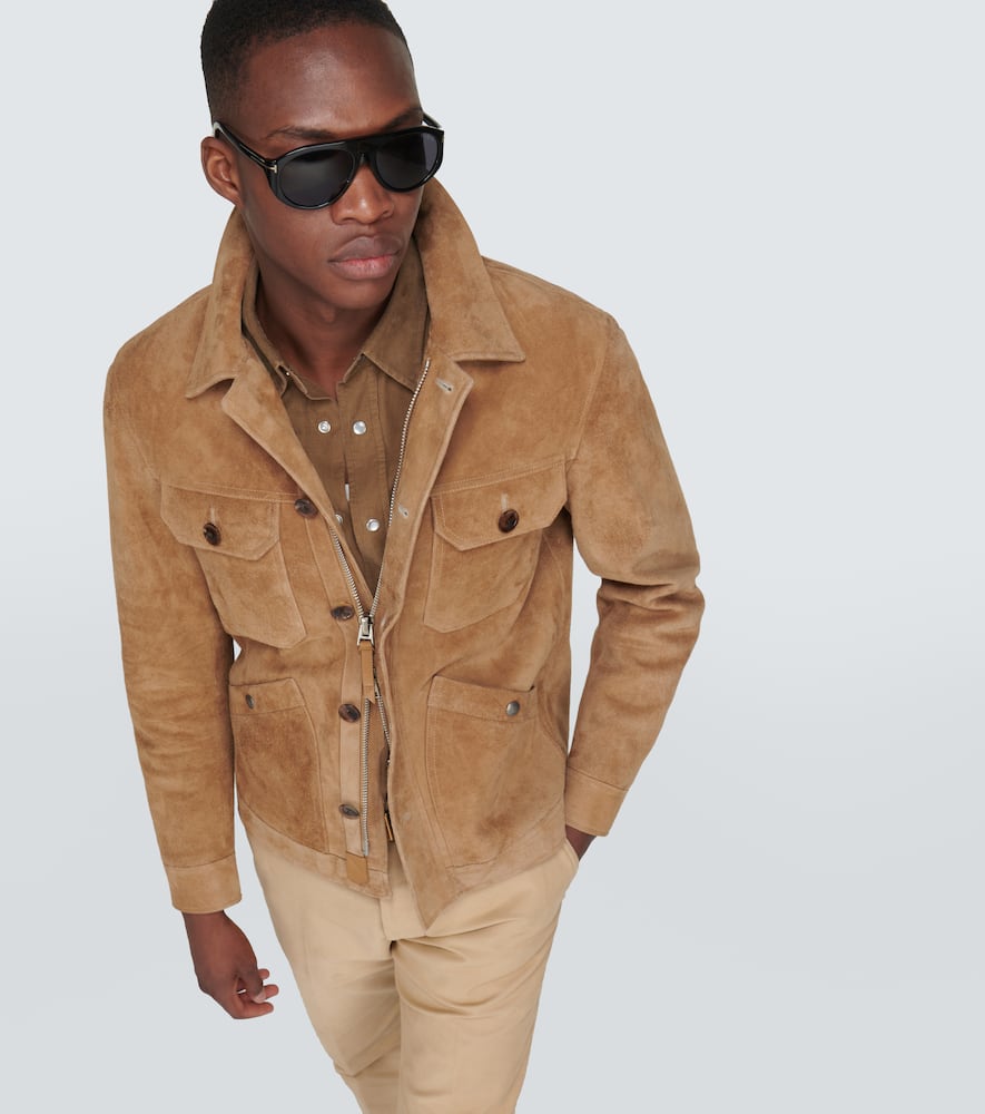 Tom Ford Suede Field Jacket In Brown