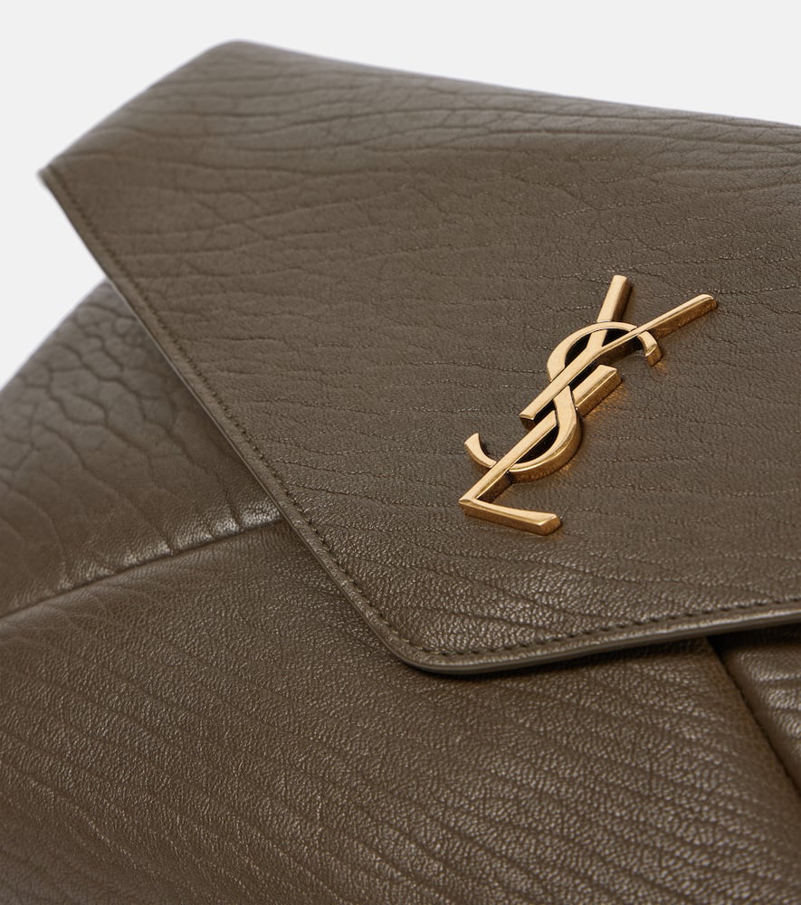Saint Laurent Cassandre Large Leather Clutch In Brown