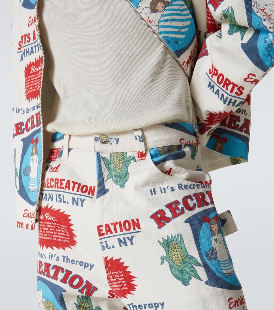 Bode Enrichment Knolly Brook Cotton Straight Pants In White Multi