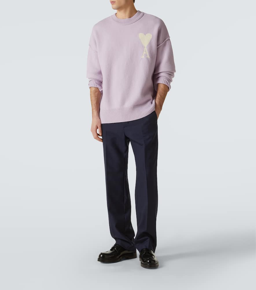 Ami Alexandre Mattiussi Ami Paris Knitwear In Lilac/off White