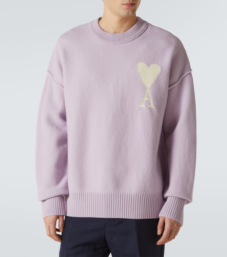 Ami Alexandre Mattiussi Ami Paris Knitwear In Lilac/off White