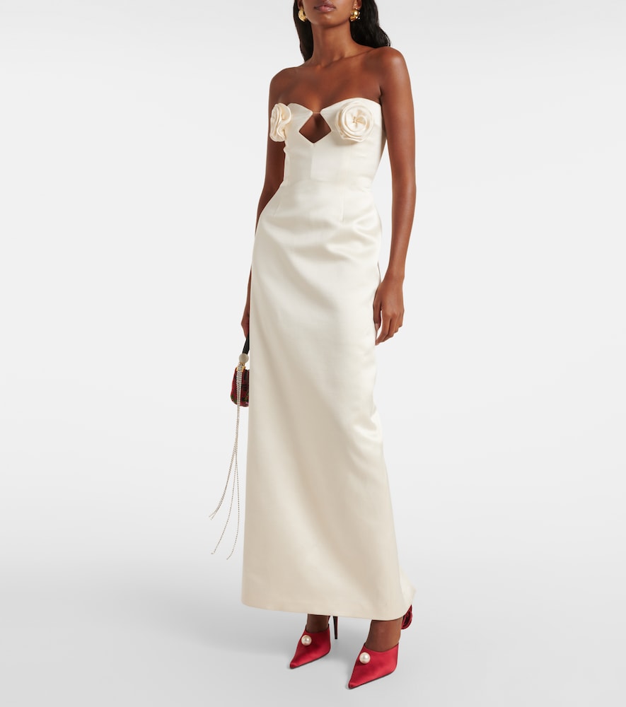 Floral-Appliqué Faux Pearl Mules