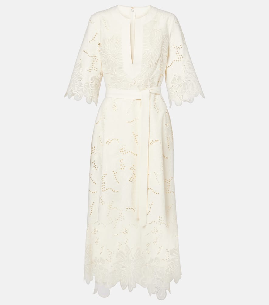 Embroidered broderie anglaise midi dress