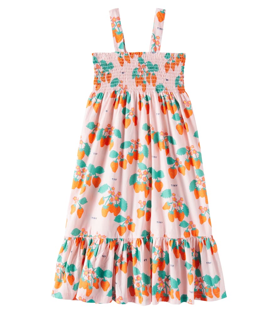 Tinycottons Strawberries Shirred Cotton Dress In Pink
