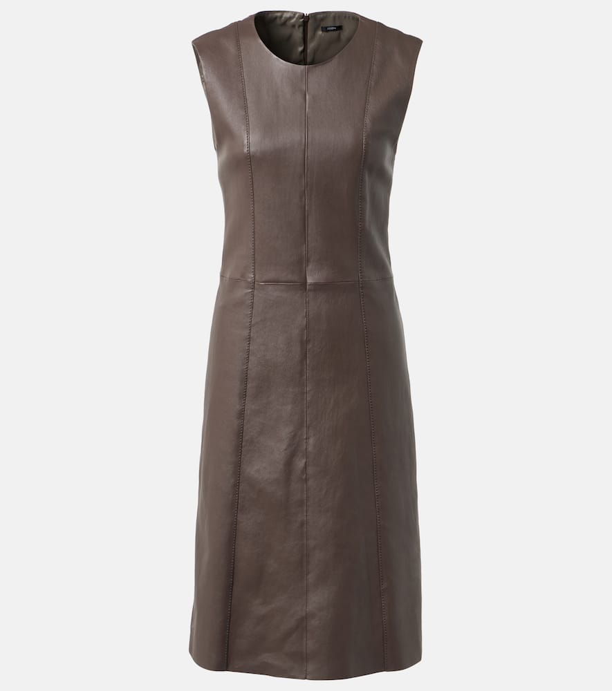 Joseph Leather Midi Dress In Brown