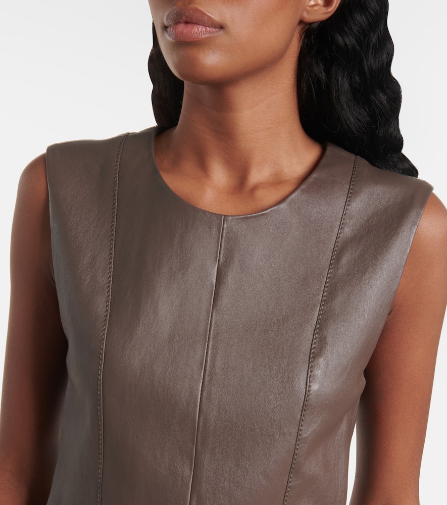 Joseph Leather Midi Dress In Brown
