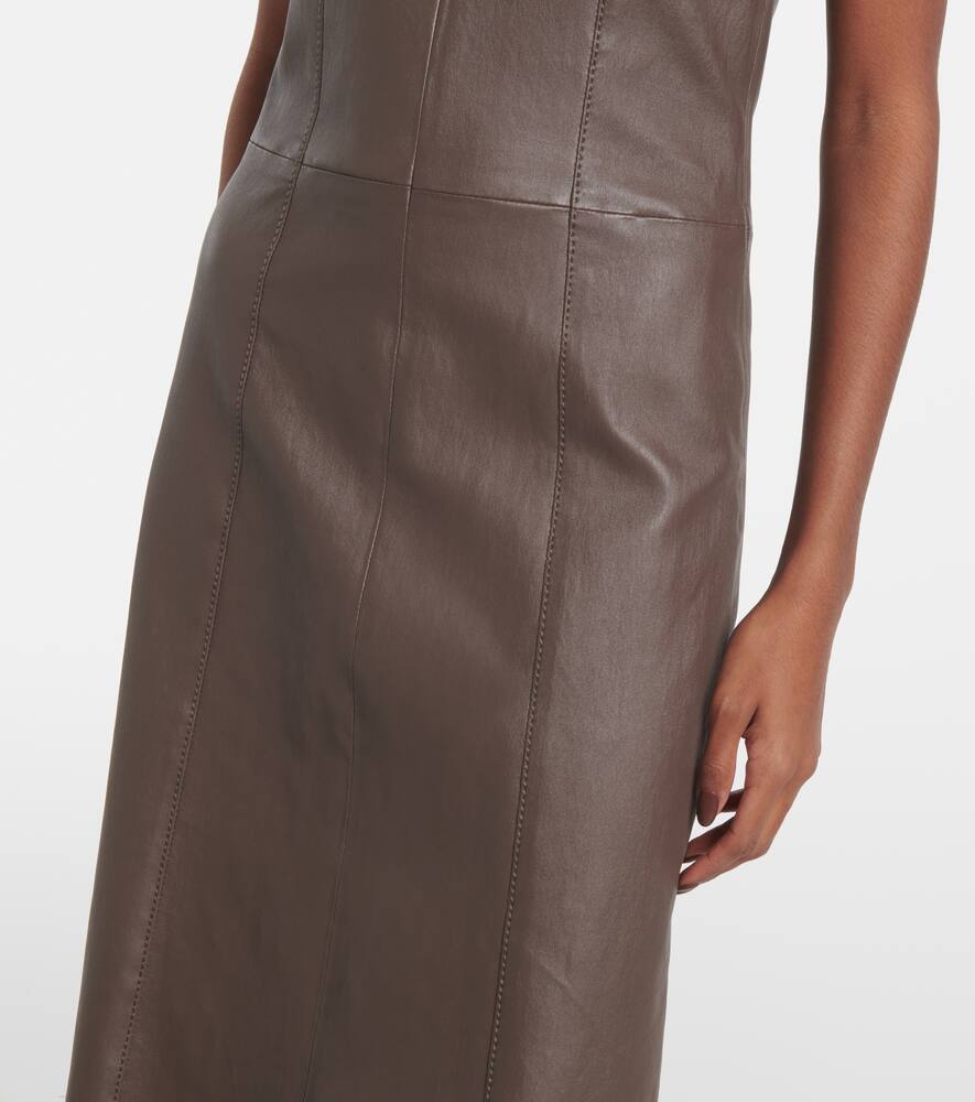 Joseph Leather Midi Dress In Brown