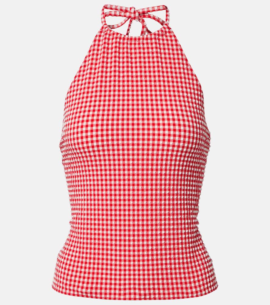 Gingham seersucker top