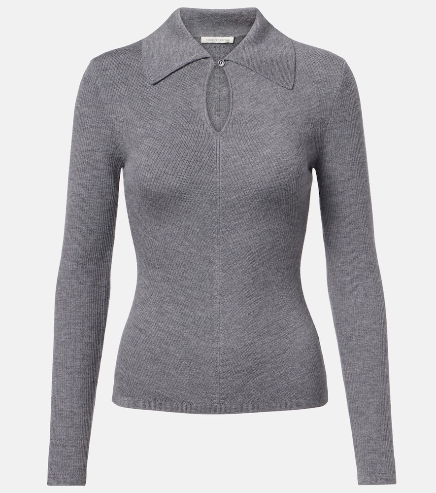Emilia Wickstead Wool Cashfeel Collared Sweater In Gray