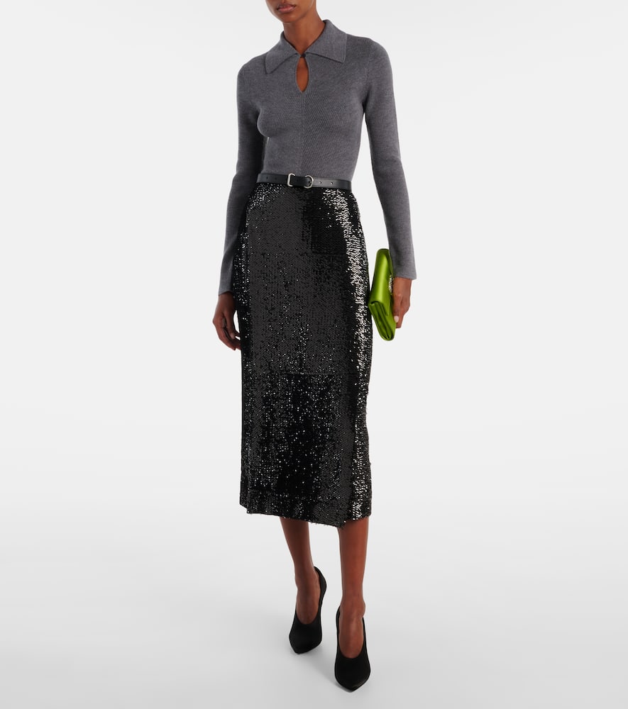 Emilia Wickstead Wool Cashfeel Collared Sweater In Gray