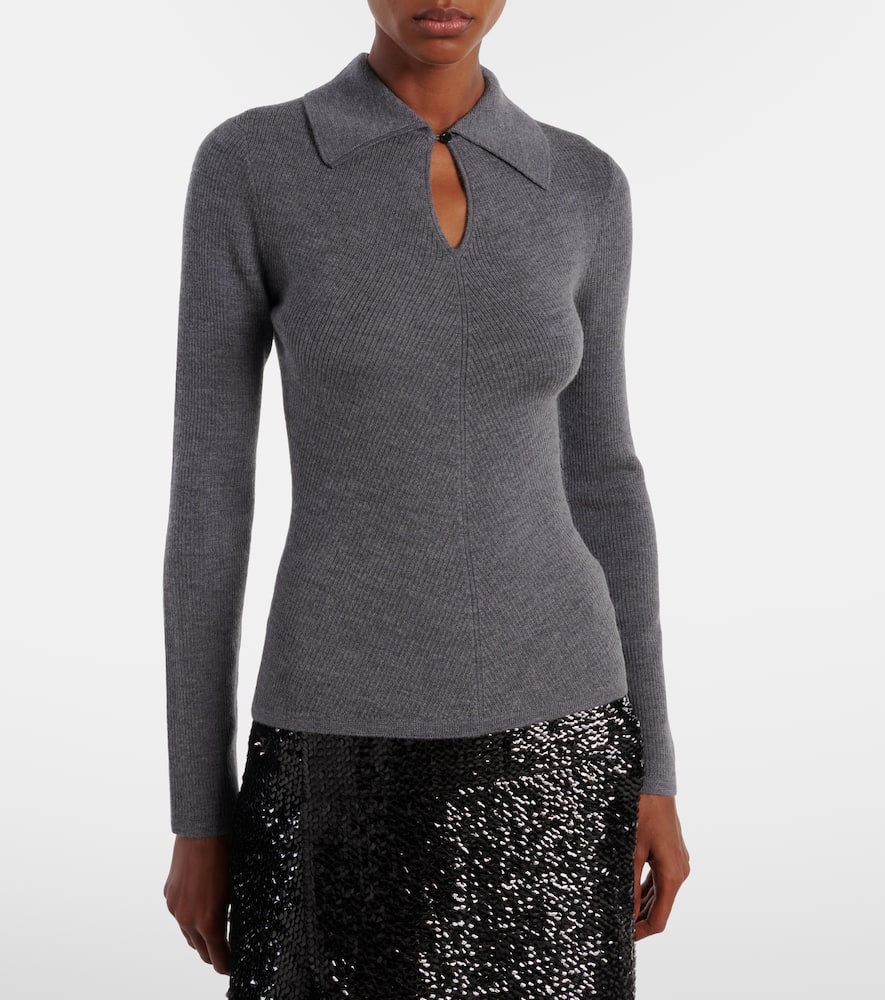 Emilia Wickstead Wool Cashfeel Collared Sweater In Gray