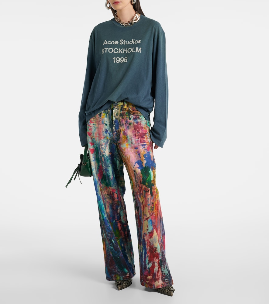  Acne Studios Acne Studios Logo Distressed Cotton-blend Jersey T-shirt 