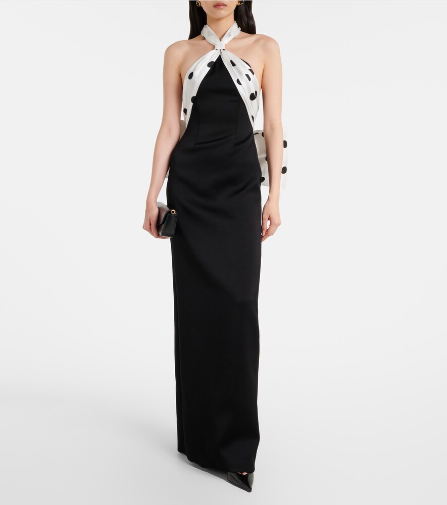 David Koma Polka-dot halterneck gown