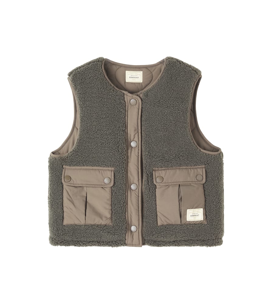 Bonpoint Junior Reversible Teddy Fleece Vest In Green