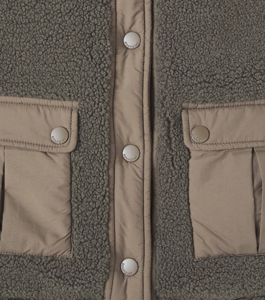 Bonpoint Junior Reversible Teddy Fleece Vest In Green