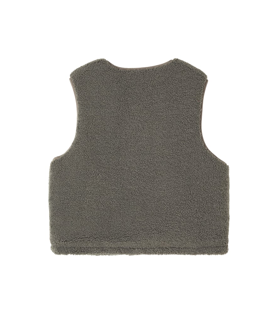 Bonpoint Junior Reversible Teddy Fleece Vest In Green