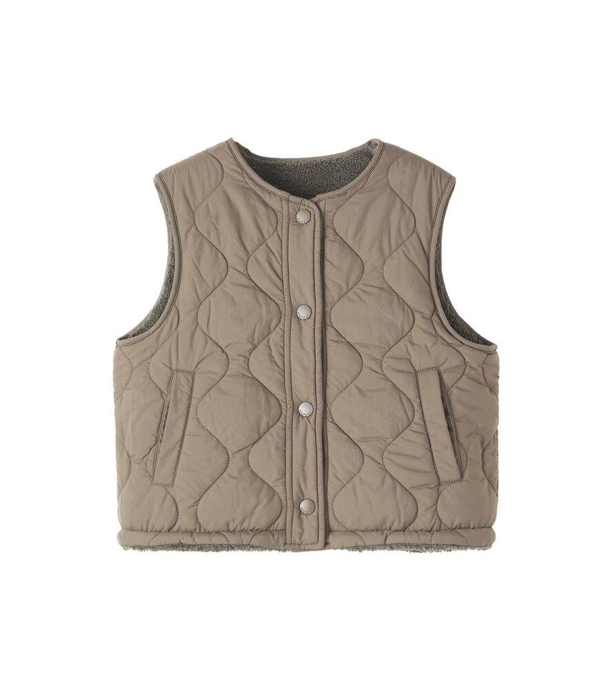 Bonpoint Junior Reversible Teddy Fleece Vest In Green