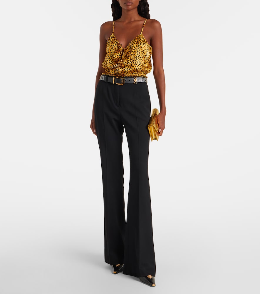  Versace Versace Leopard-print Silk Satin Bodysuit 