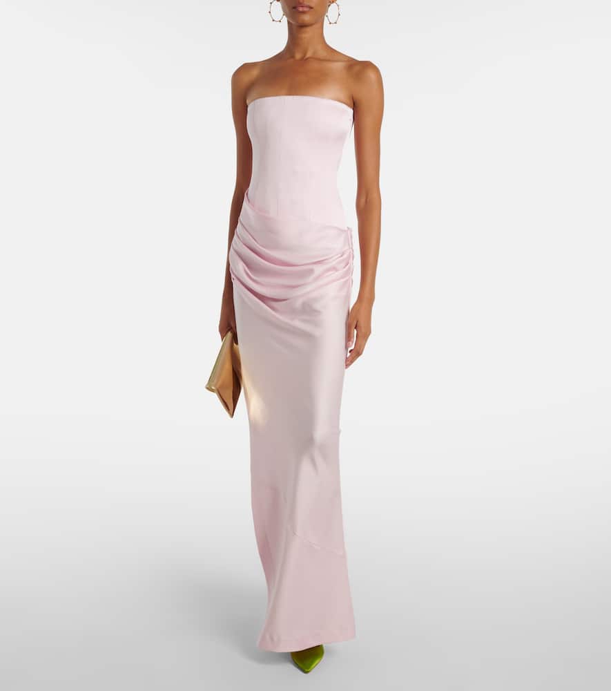 Alex Perry Draped Bustier Gown In Pink