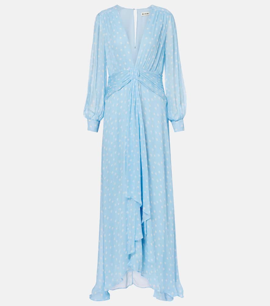 Meera polka-dot shirred gown