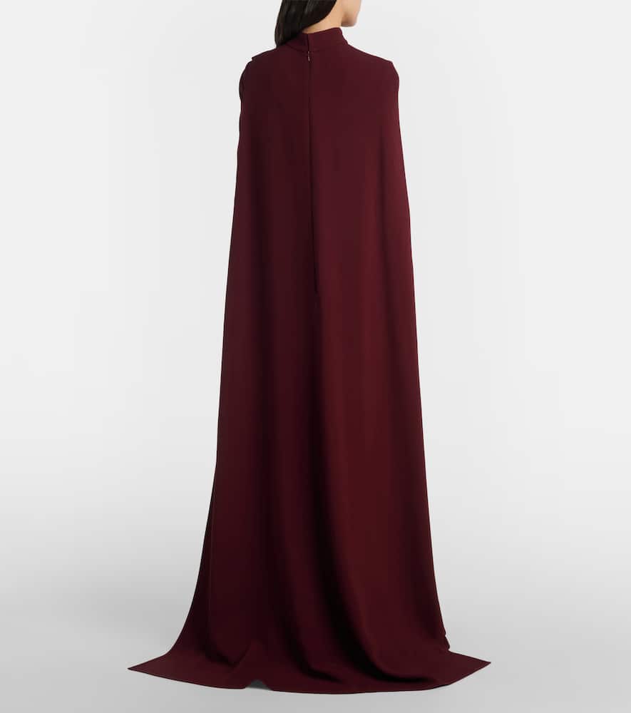 Elie Saab Cape-detail Belted Gown In Burgundy