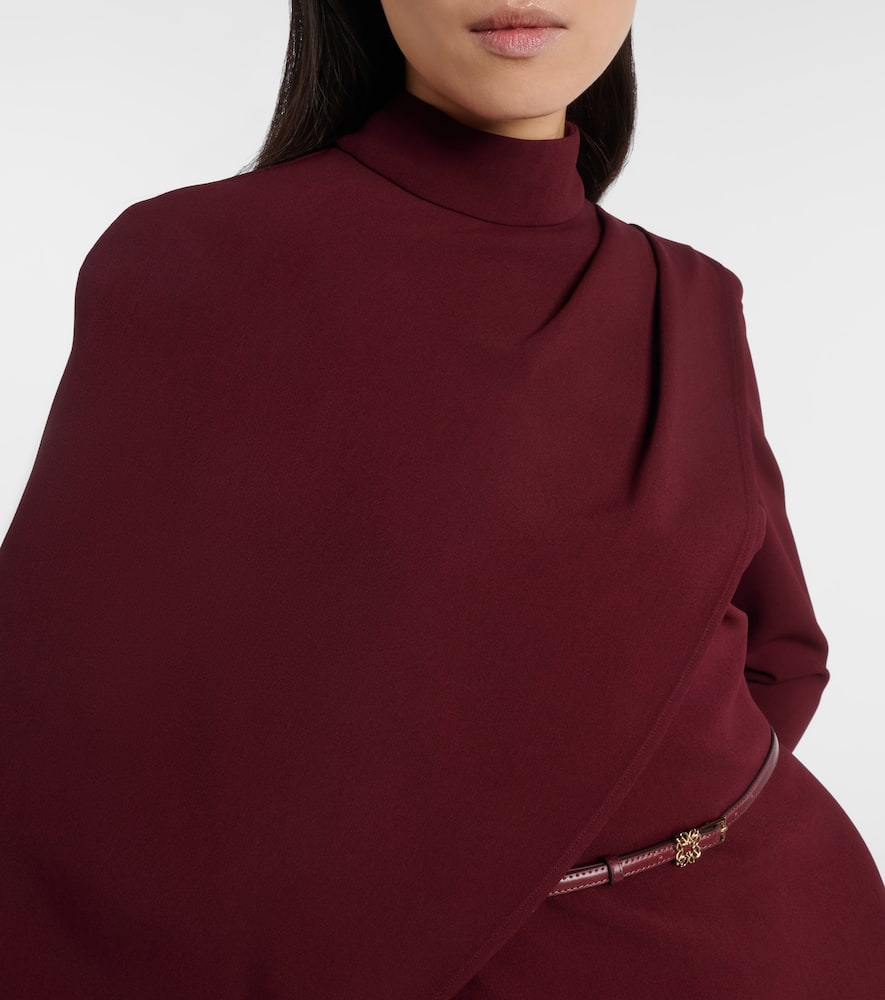 Elie Saab Cape-detail Belted Gown In Burgundy