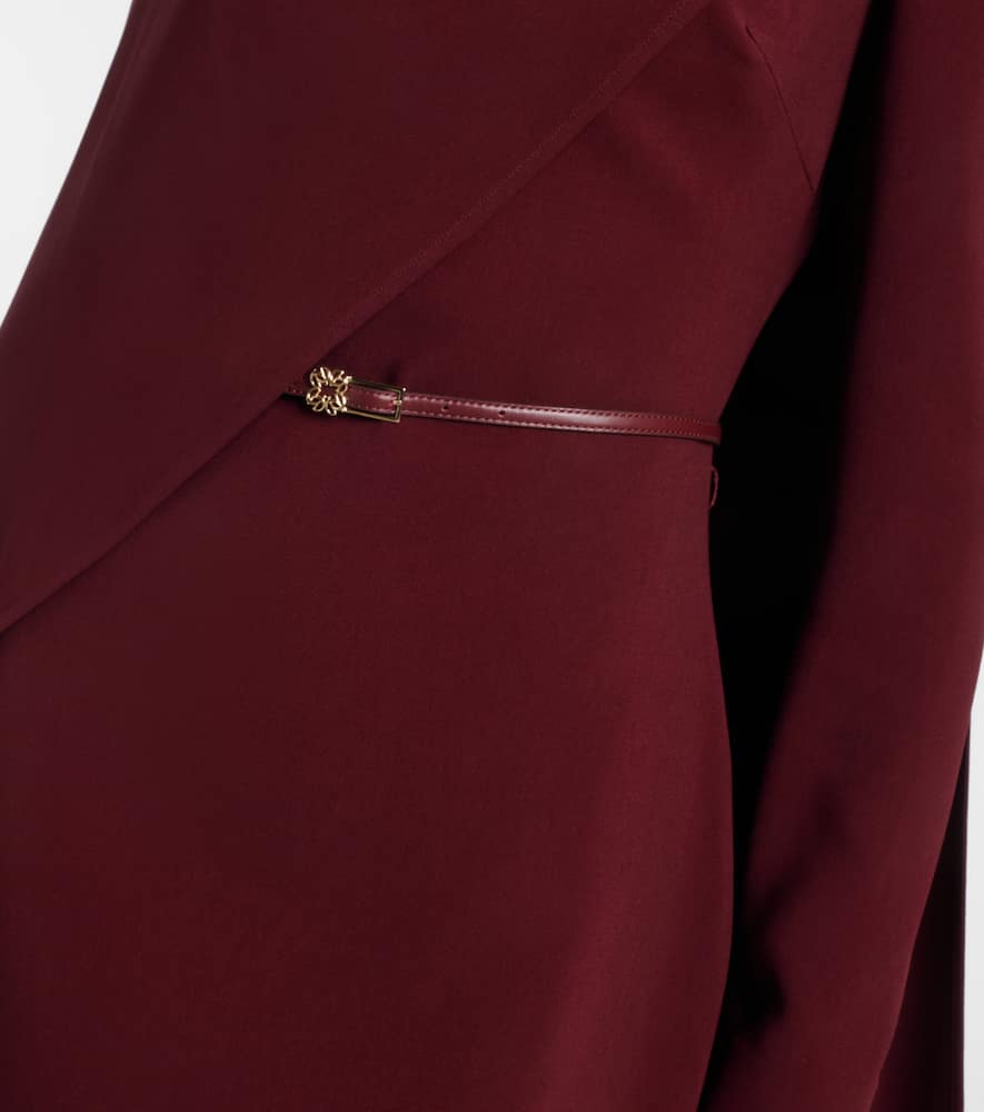 Elie Saab Cape-detail Belted Gown In Burgundy