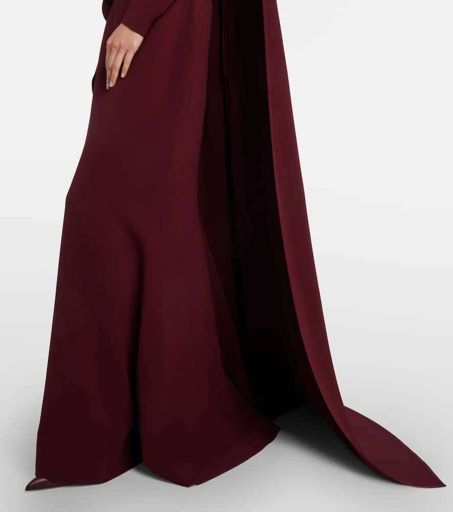 Elie Saab Cape-detail Belted Gown In Burgundy