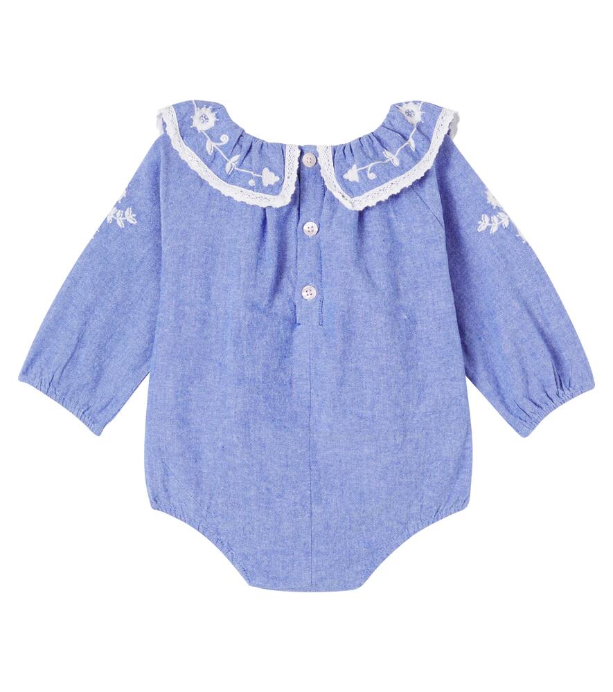 Louise Misha Baby Ilani Cotton Chambray Playsuit In Blue